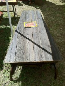 The Plow Coffee Table- Steel base barn wood top.